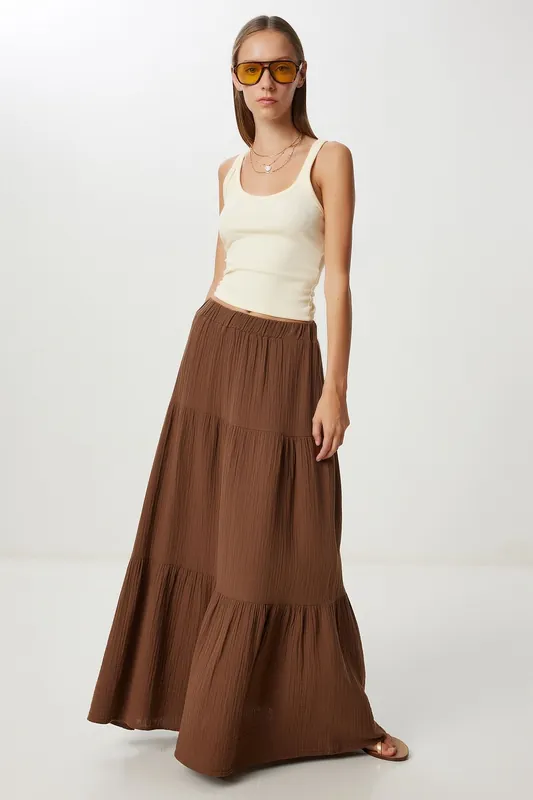 High Waist A-Line Maxi Skirt