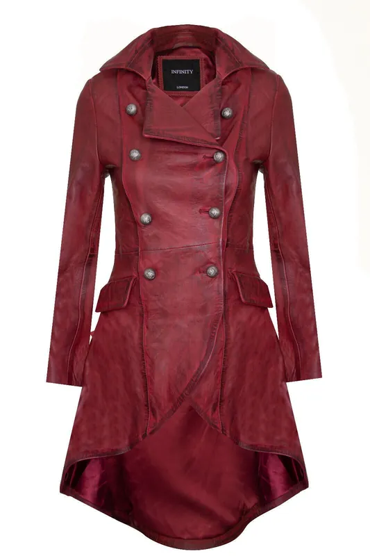 Goth Leather Edwardian Flare Coat-Rushmoor