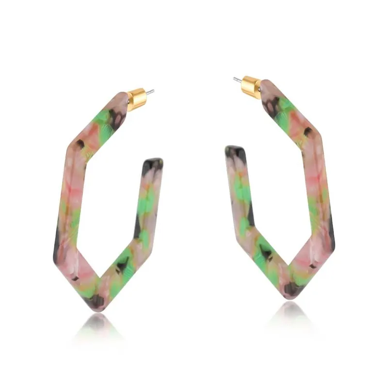 ILONA RESIN HEXAGONAL EARRINGS - BIG METAL LONDON