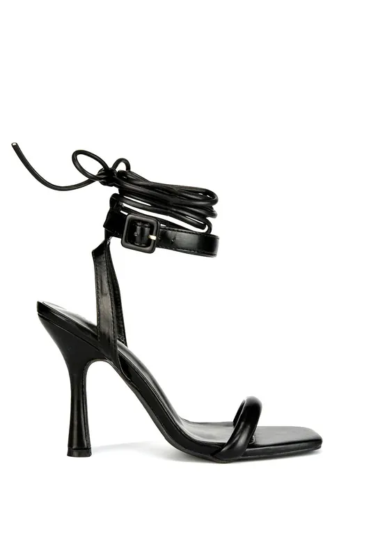 Althea' Square Toe Lace up Strappy High Heel Sandals - XY London