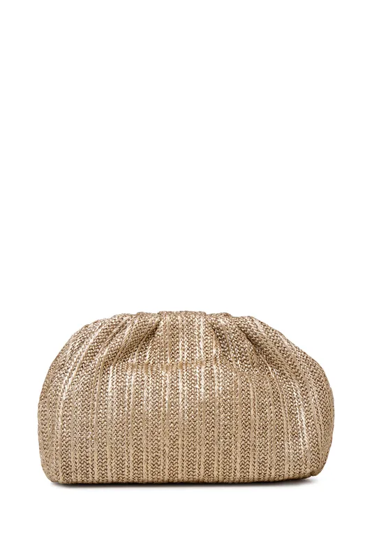 Ocean Metallic Raffia Pleated Clutch Bag - Paradox London