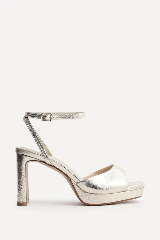 Diva Gold Faux Leather Platform High Heels - Linzi