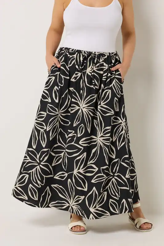 Floral Textured Maxi Skirt - Yours