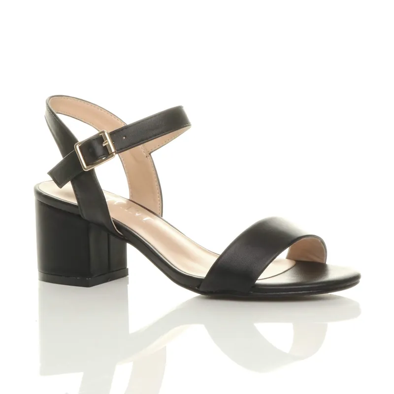 Mid Block Heel Strappy Sandals - AJVANI