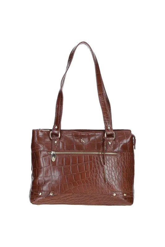 'Velutto Eleganza' Zip Mid Section Real Leather Shoulder Bag - Ashwood Leather