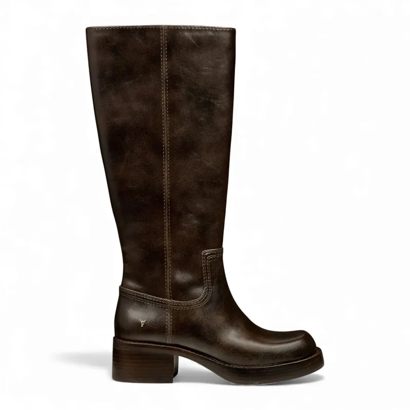 Faux Leather Knee-High Riding Boots