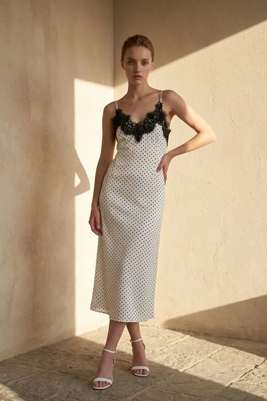 Women's Polka Dot Chiffon Maxi Dress - MyFashion