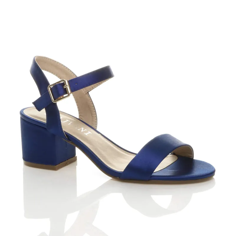 Mid Block Heel Buckle Strappy Sandals - AJVANI