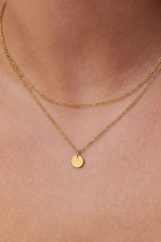 Gold Plated Disc Layered Necklace - Serla