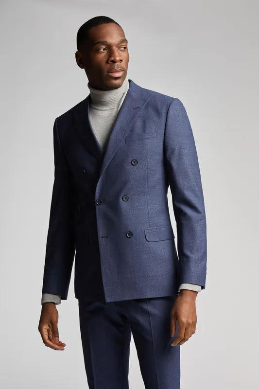 Navy Scratch Double Breasted Jacket - Antique Rogue