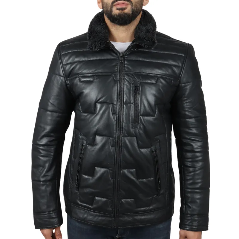 Quilted Padded Real Leather Safari Coat - TruClothing