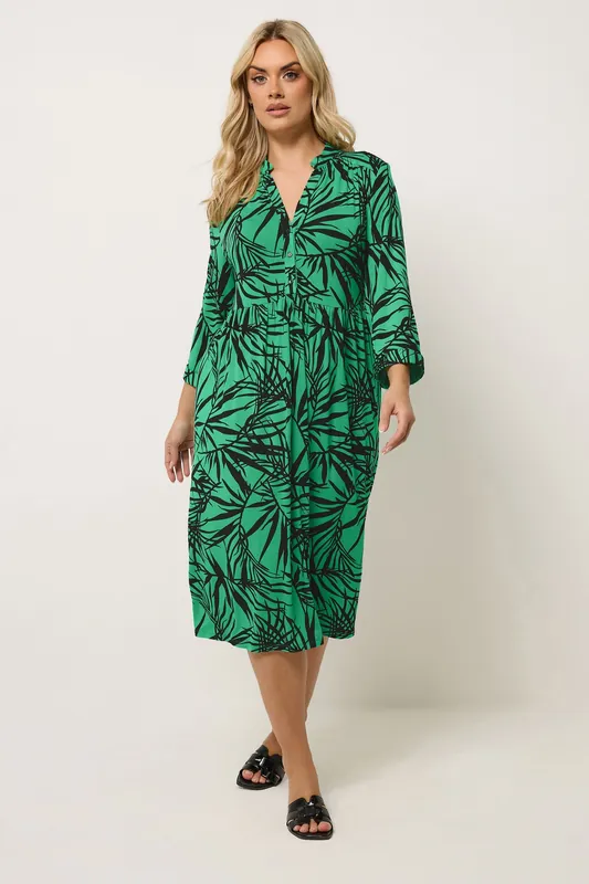Leaf Print Midi Dress - Yours