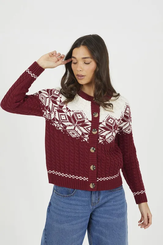Snowflake Fairisle Christmas Cardigan - Brave Soul