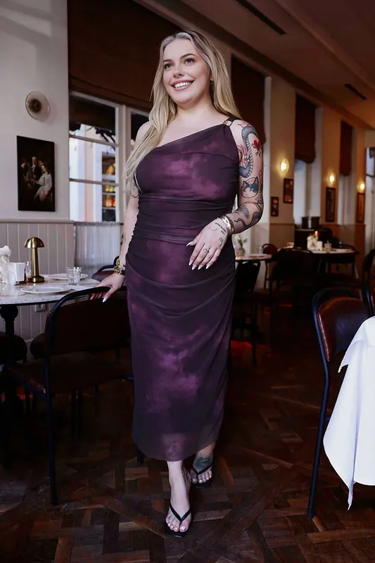 One Shoulder Draped Bodycon Maxi Dress - WOVCOR
