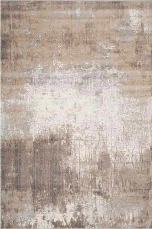 Greige Distressed Abstract Living Area Rug - Kukoon