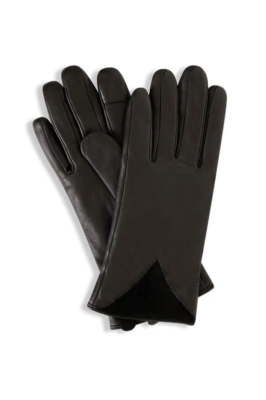 Real Leather Gloves with Suede Cuff - Barneys Originals