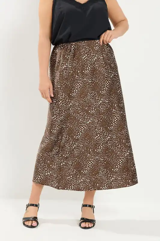 Deer Print Satin Maxi Skirt - Yours