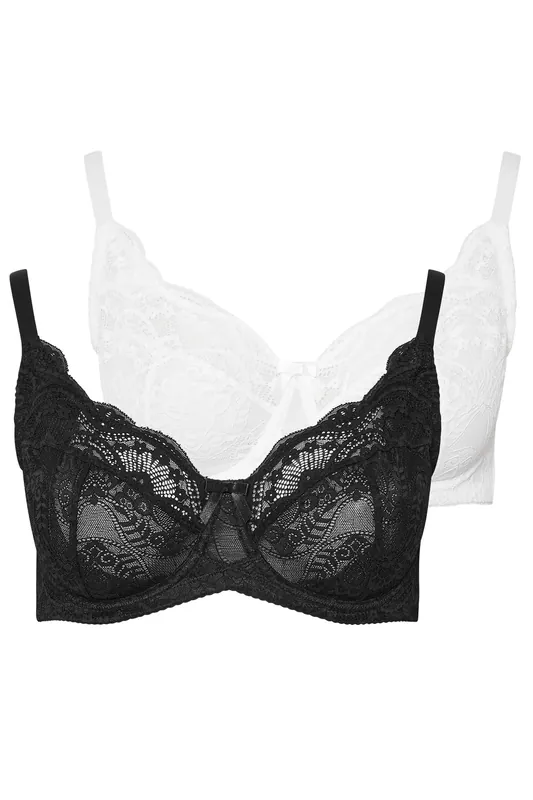 2 Pack Swirl Lace Bras - Yours