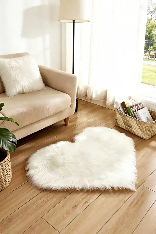 40 x 50CM Heart Shaped Super Soft Shaggy Area Rug - Living and Home