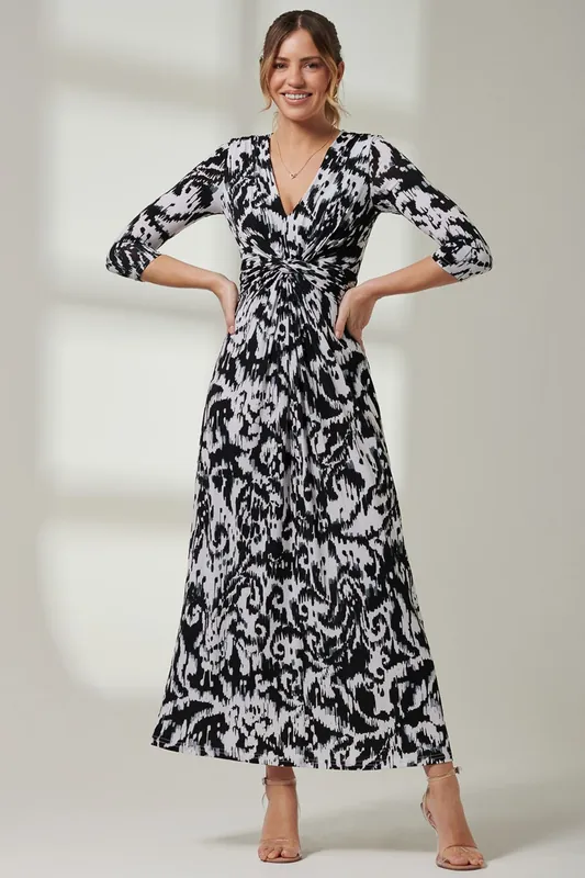 Abstract Print Jersey Maxi Dress - Jolie Moi