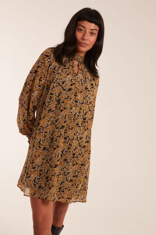 Keyhole Swing Dress Long Sleeve - Blue Vanilla