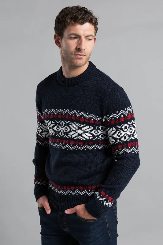 Crew Neck Jumper with Jacquard Print - Tokyo Laundry
