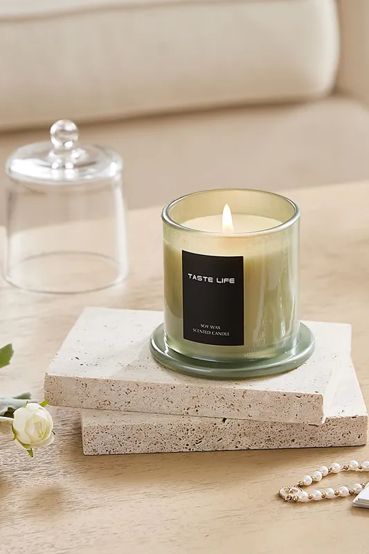 Lime Basil & Citrus Soy Wax Scented Candle with Bell Shaped Glass Cup - SHEONLY