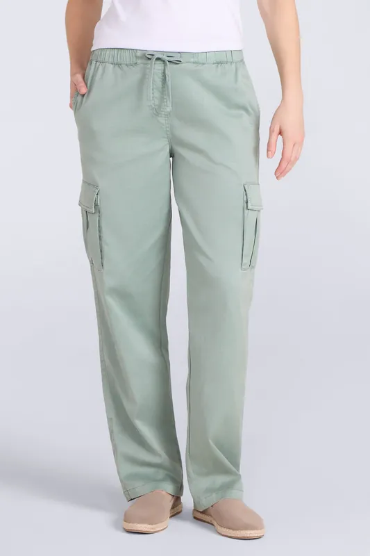 Ivy' Casual Elastic Waistband Relaxed Fit Multi Pocket Cargo Trouser - Mountain Warehouse