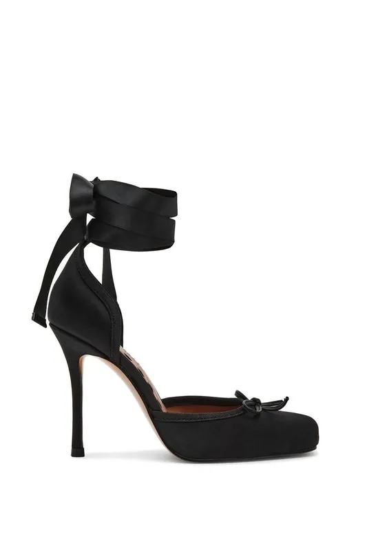 Larina Black Satin' Fabric Heels - STEVE MADDEN