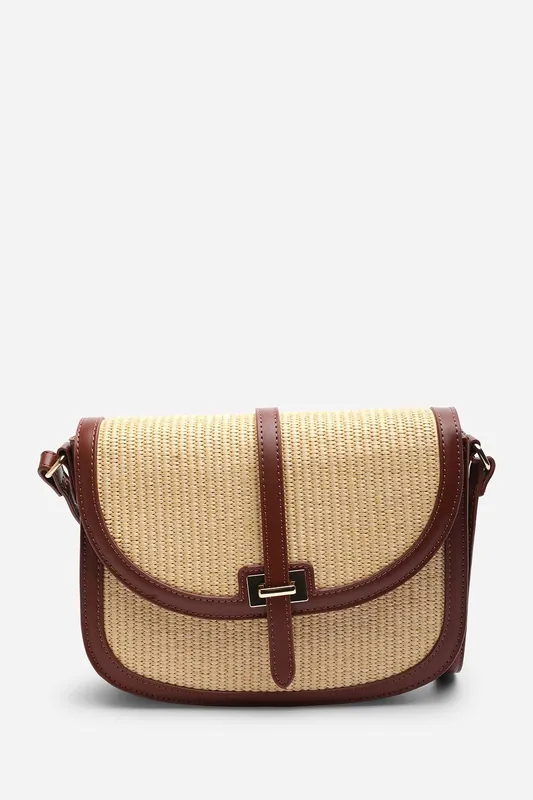 Amira Raffia Cross Body with Flap Bag - Where's That From