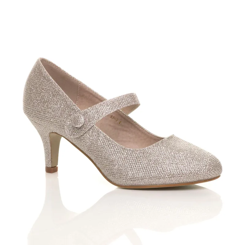 Mid Heel Mary Jane Court Shoes - AJVANI