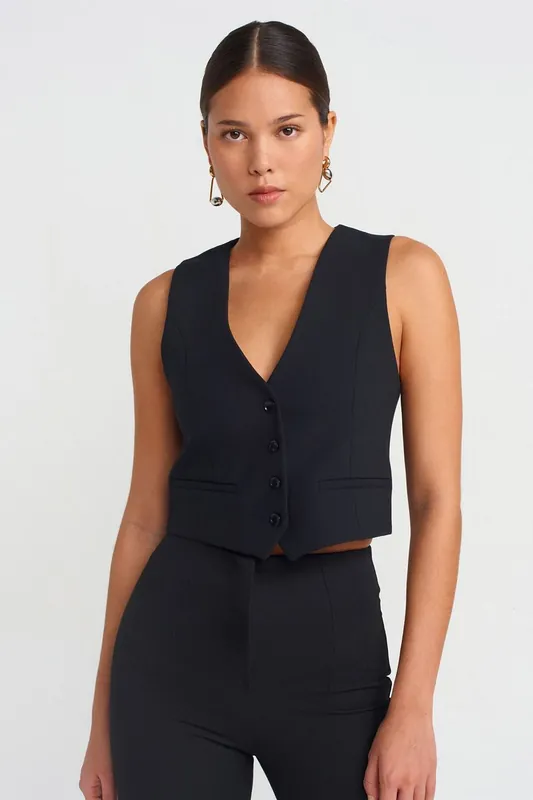 Women’s Cropped Crepe Waistcoat - Dilvin