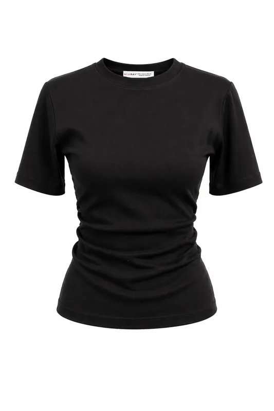Basic Crew Neck Slit T-Shirt