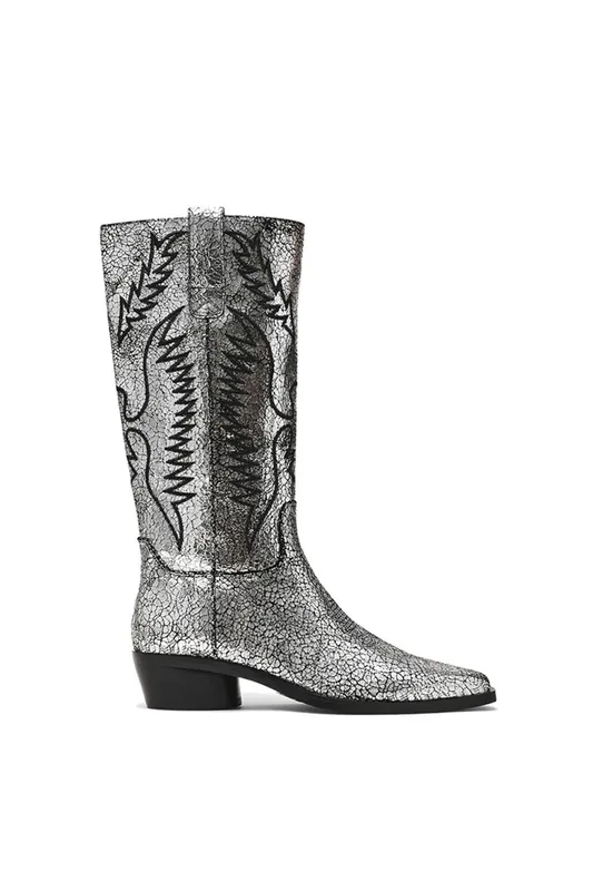 Trevi Boot Silver' Leather Boots - STEVE MADDEN
