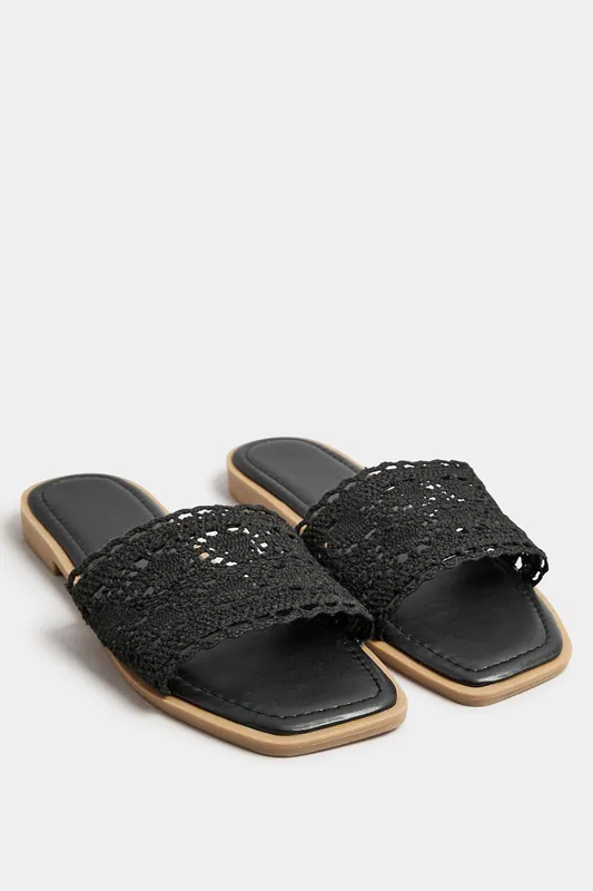 Extra Wide Fit Crochet Mule Sandals - Yours