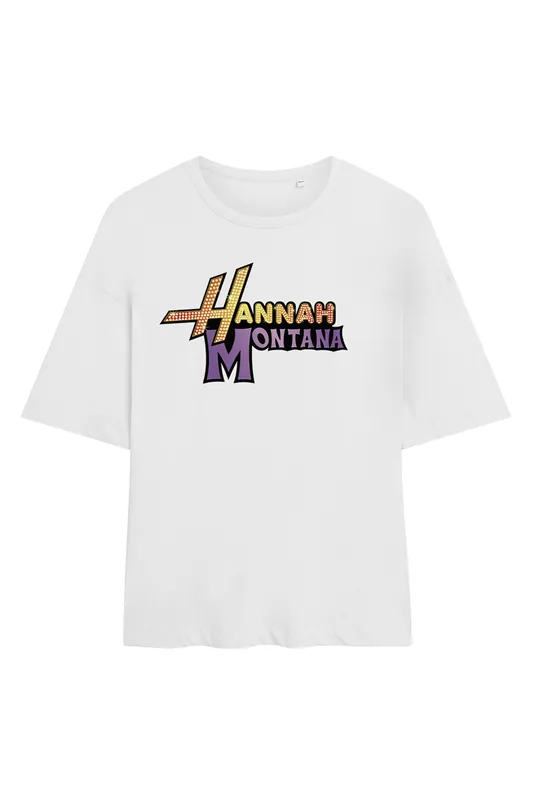 Camp Rock Hannah Montana Logo Oversized T Shirt, White - Disney