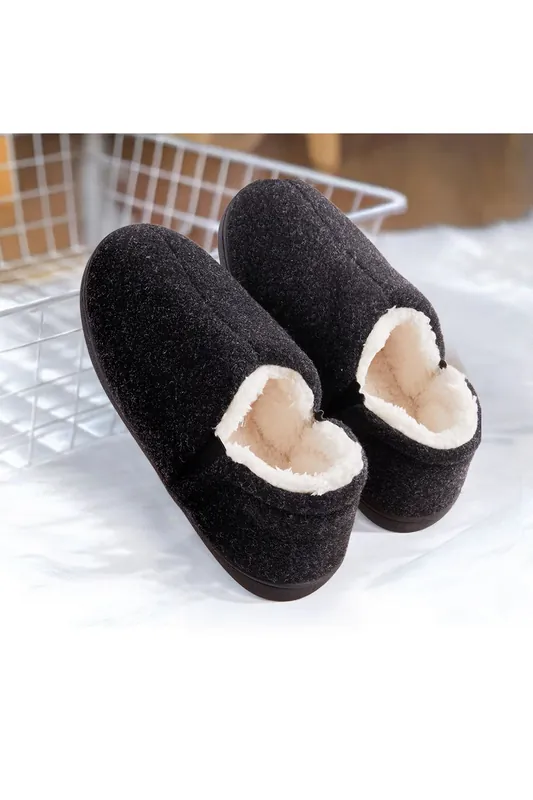 Felt Slippers Comfy Warm Winter Indoor Shoes with Elastic Gores - MODISHION