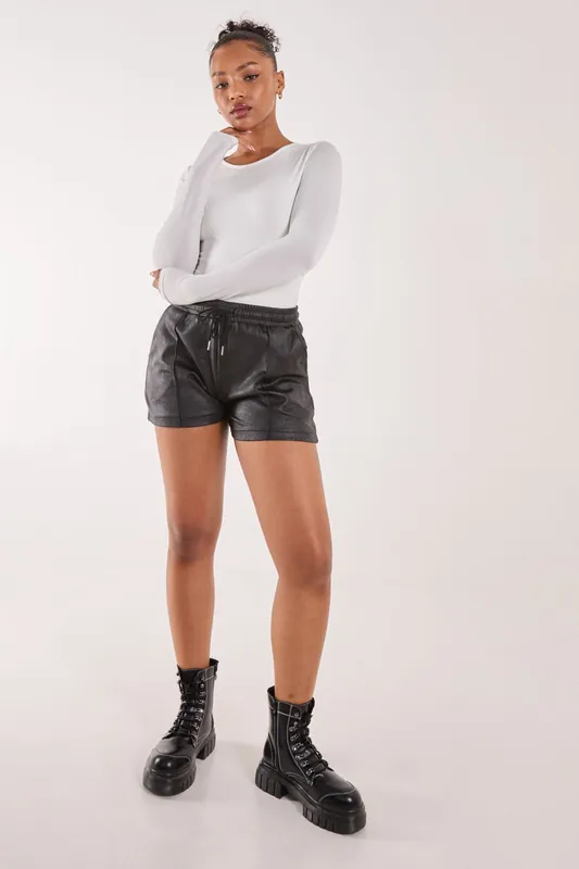 PU Drawstring Shorts - Pink Vanilla