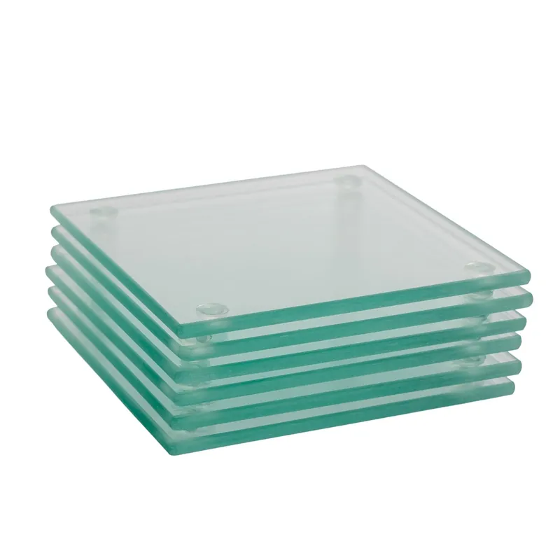 6x Square Glass Coasters - 10cm - Tabletop Protection Drink Coaster