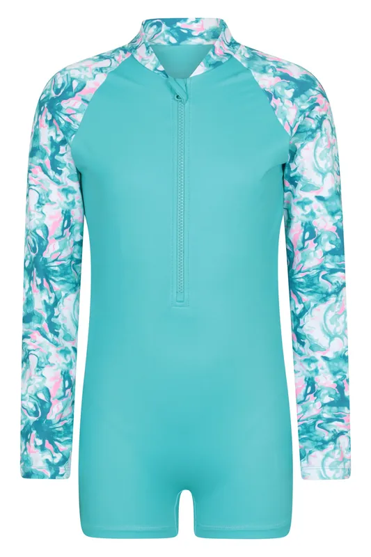 Mira' Long Sleeve Lightweight Stretchy Rash Shorty Swimsuit - Mountain Warehouse