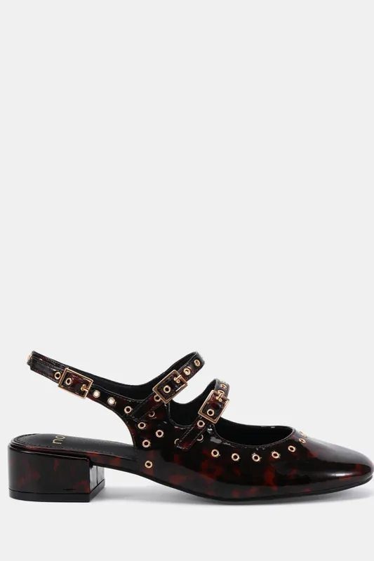 Courtny Eyelet Detail Mary Jane Low Heel Slingback - Novo