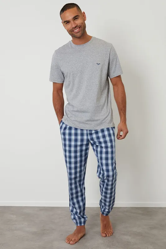 Short Sleeve Check Pyjama Set - Threadbare
