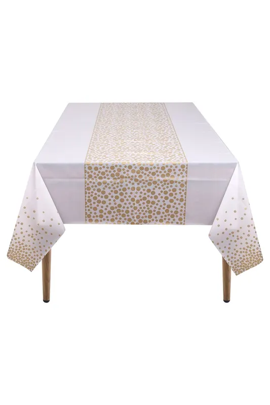 137cm x 274cm PVC Tablecloth, Dot Confetti Printed Table Cover - Neel Blue