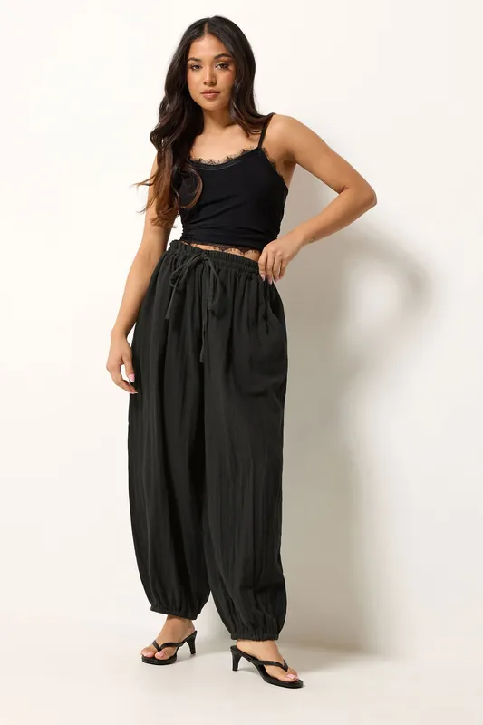 Petite Cheesecloth Balloon Trousers - PixieGirl