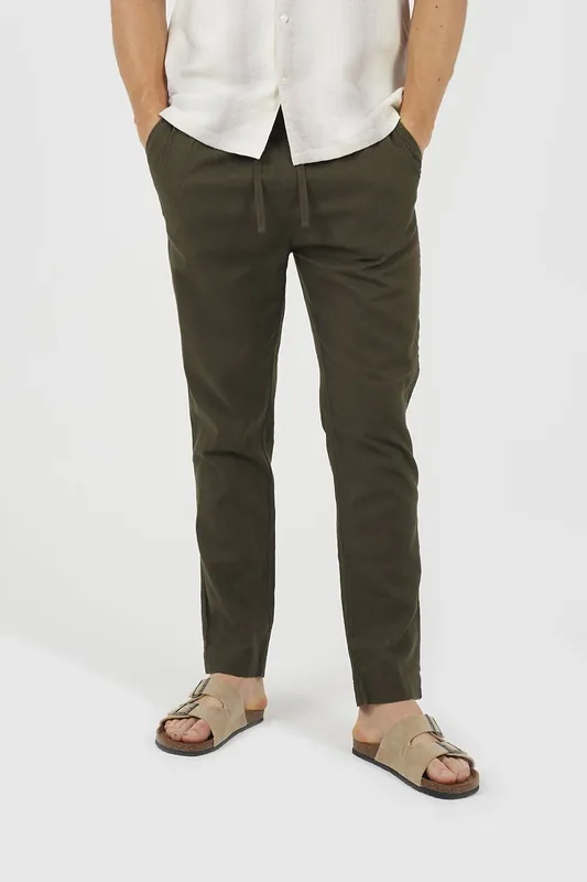 Relaxed Fit Linen Blend Trousers - Brave Soul