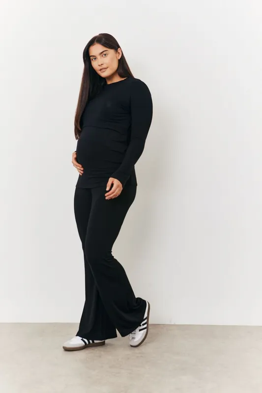 Black Maternity Kick Flare Leg Trouser - In The Style