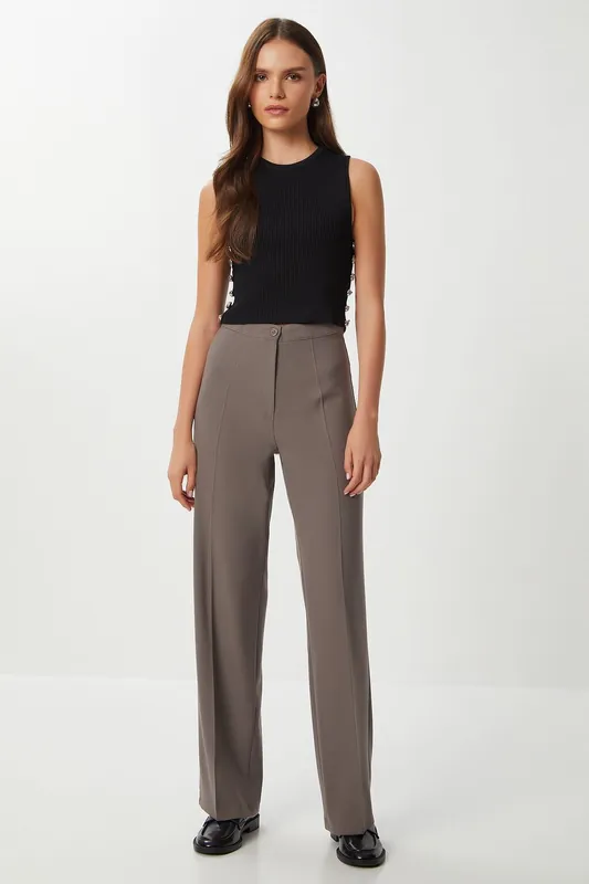 High Waist Straight Leg Pants - Happiness Istanbul