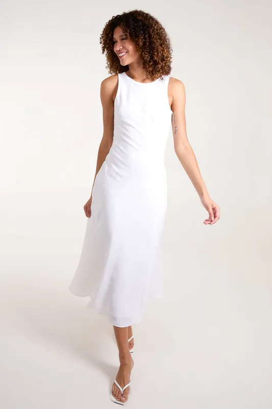 Bias Cut Midi Dress - Blue Vanilla