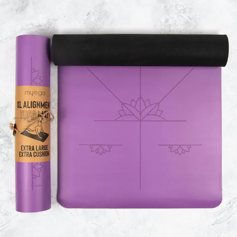 Extra Large Purple Alignment Yoga Mat - Myga