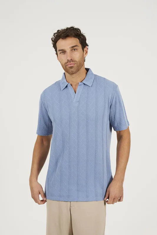Jacquard Trophy Neck Polo Shirt - Brave Soul